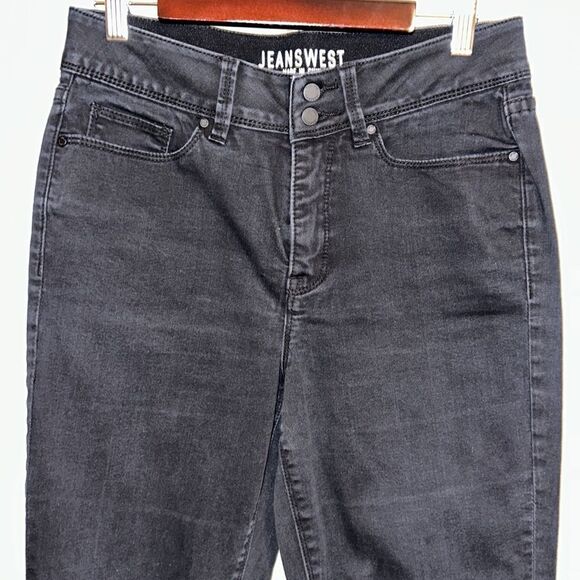 JEANSWEST 8 Black Tummy Trimmer Slim Straight Stretch Jeans - Picture 4 of 15